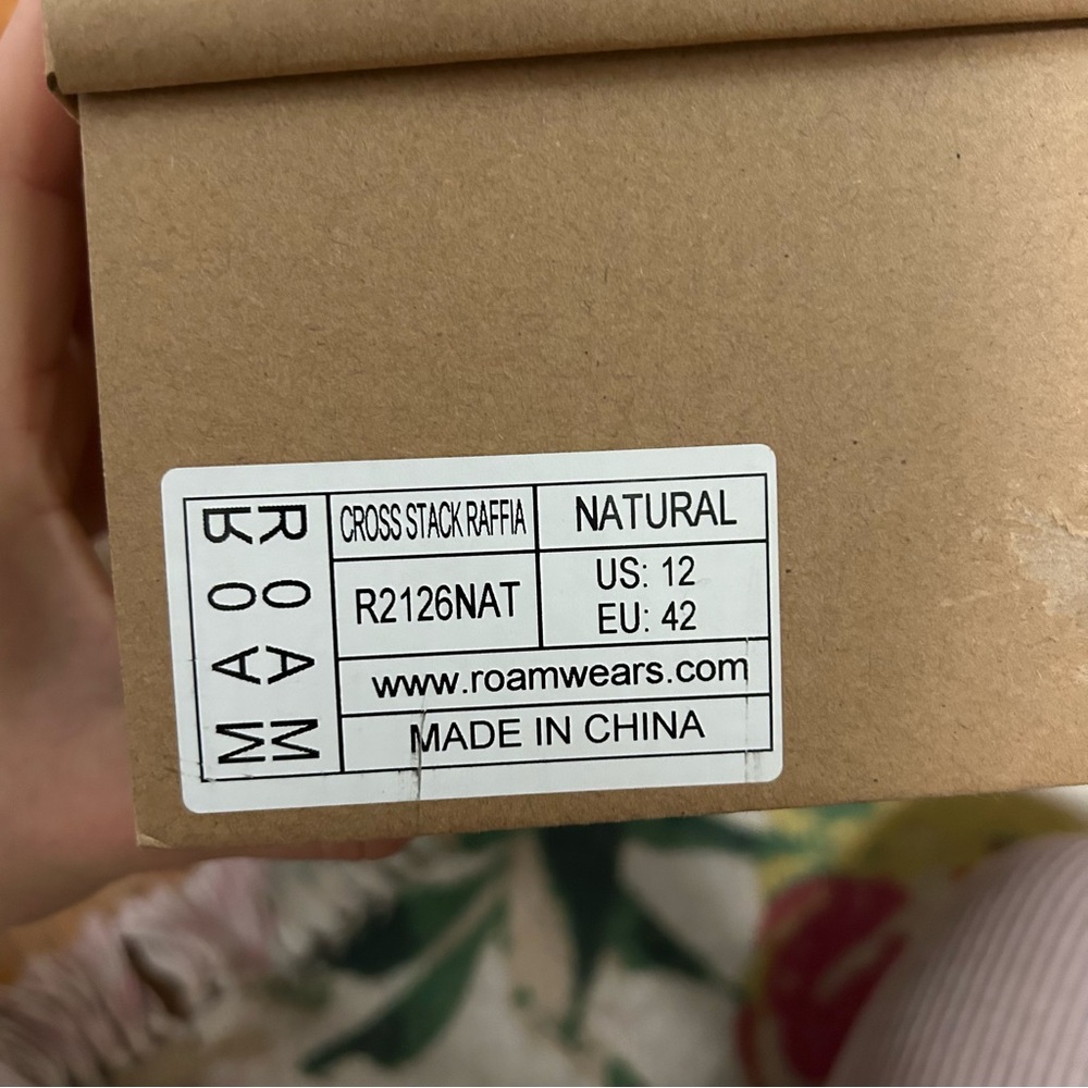 NEW ROAM CROSS STACK RAFFIA PLATFORM SANDALS NATURAL Size 12 - Picture 10 of 10
